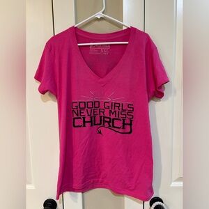 Eric Church Pink V-Neck Graphic T-Shirt